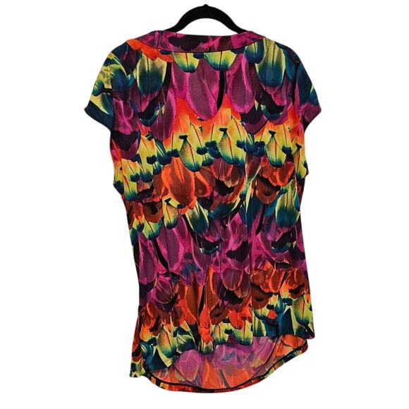 Worthington Woman Blouse – Size 3X – Neon Feather Print - Picture 2 of 3